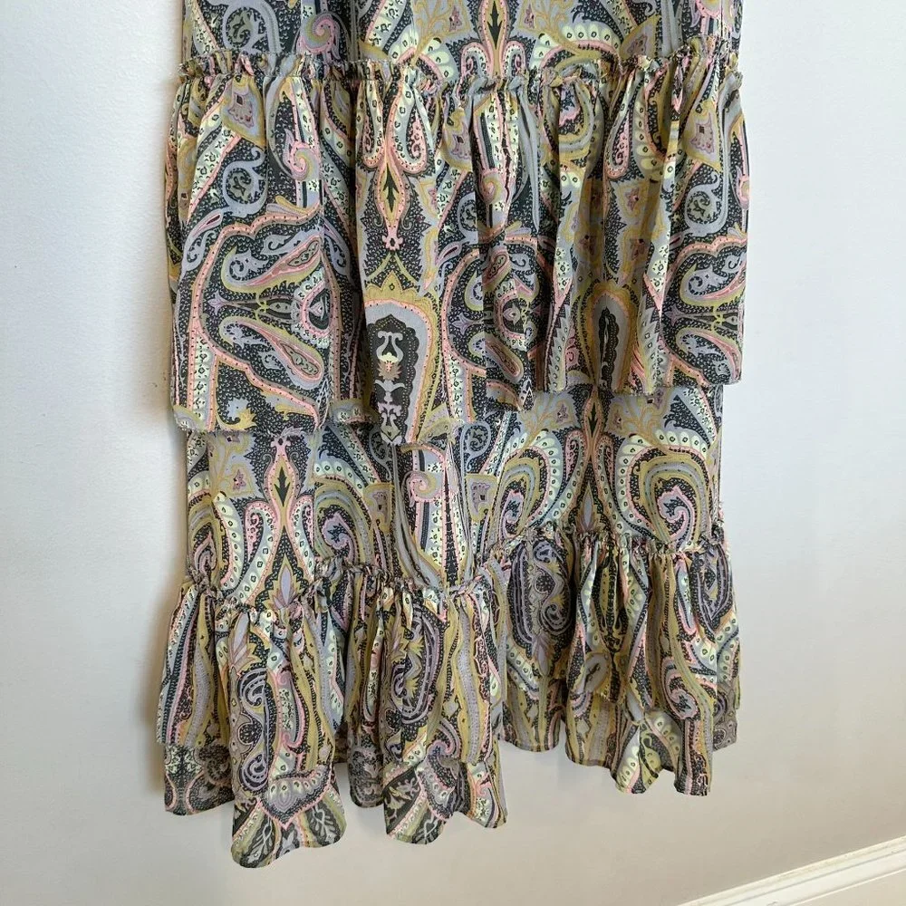 Love Sam Lined Sundress Maxi Small Print Blue Pick Green Flowing Adjustable - Picture 3 of 5